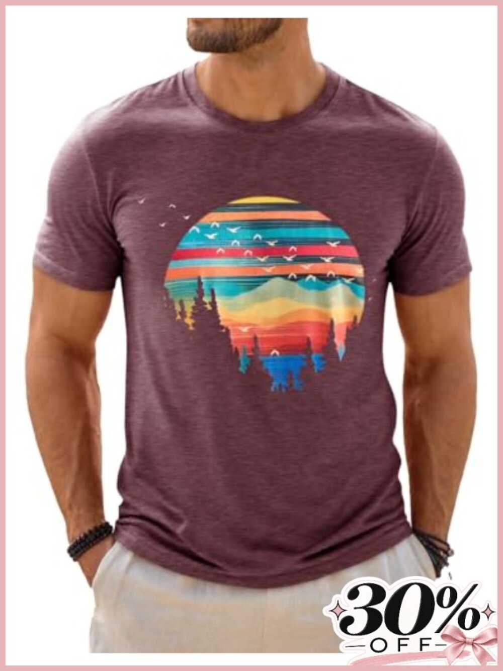 Men's Graphic Short Sleeve Crewneck T-Shirt Polyester Blend Lightweight